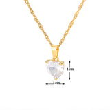 Zircon Love Heart Pendants Necklace For Women Lucky Charm