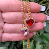 Zircon Love Heart Pendants Necklace For Women Lucky Charm
