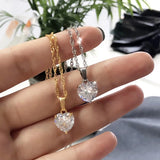Zircon Love Heart Pendants Necklace For Women Lucky Charm