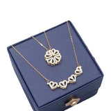 Zircon Clover Necklace Heart Pendant Chain Wedding Jewelry
