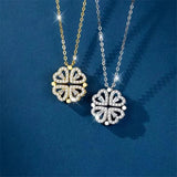 Zircon Clover Necklace Heart Pendant Chain Wedding Jewelry