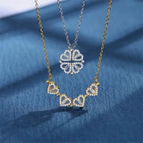 Zircon Clover Necklace Heart Pendant Chain Wedding Jewelry