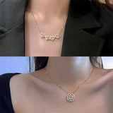 Zircon Clover Necklace Heart Pendant Chain Wedding Jewelry