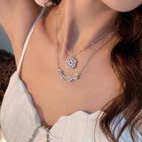 Zircon Clover Necklace Heart Pendant Chain Wedding Jewelry