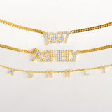 Zircon Name Necklace Stainless Steel Personalized Jewelry Chocker