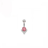Zircon Opal Belly Button Ring G23 Titanium Square Navel Piercing Jewelry