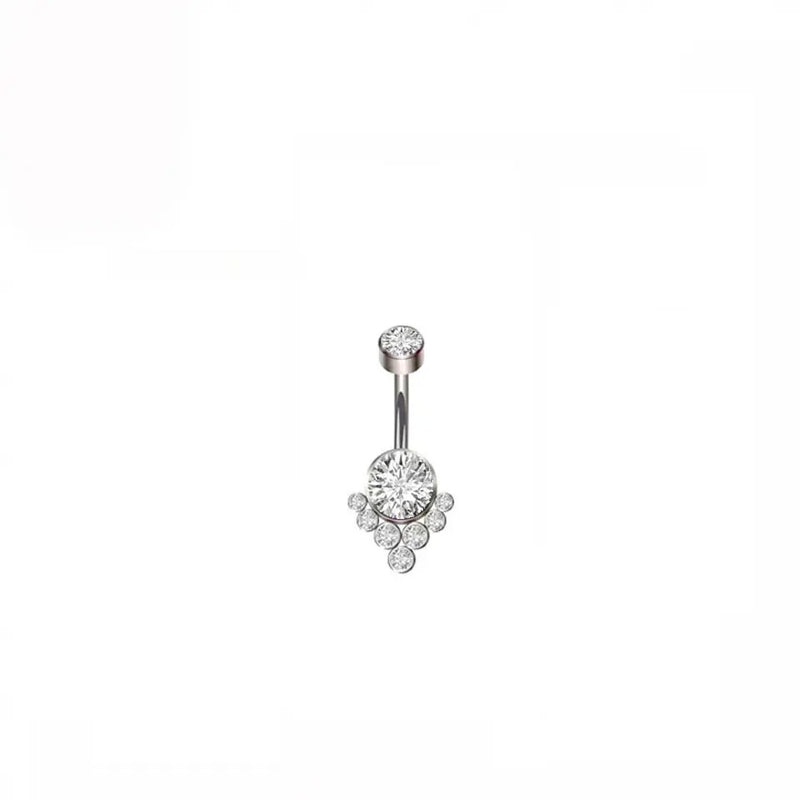 Zircon Opal Belly Button Ring G23 Titanium Square Navel Piercing Jewelry