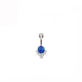 Zircon Opal Belly Button Ring G23 Titanium Square Navel Piercing Jewelry