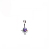 Zircon Opal Belly Button Ring G23 Titanium Square Navel Piercing Jewelry