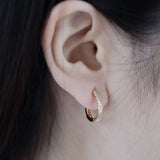 Zircon Oval Hoop Earrings Stainless Steel Wedding Jewelry