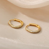 Zircon Oval Hoop Earrings Stainless Steel Wedding Jewelry