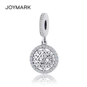 Sterling Silver Mesh Pendant Zircon Pave Charm Bead