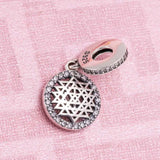 Sterling Silver Mesh Pendant Zircon Pave Charm Bead