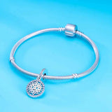 Sterling Silver Mesh Pendant Zircon Pave Charm Bead