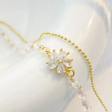 Zircon Pearl Double Layer Crystal Flower Bracelet