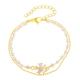 Zircon Pearl Double Layer Crystal Flower Bracelet