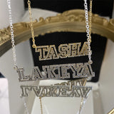 Zircon Pendant 3D Hollow Letters Necklace Stainless Steel Name Necklace