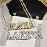 Zircon Pendant 3D Hollow Letters Necklace Stainless Steel Name Necklace