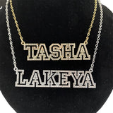 Zircon Pendant 3D Hollow Letters Necklace Stainless Steel Name Necklace