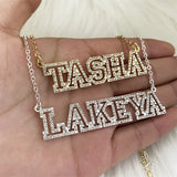 Zircon Pendant 3D Hollow Letters Necklace Stainless Steel Name Necklace