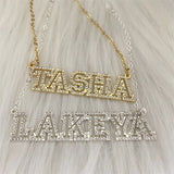 Zircon Pendant 3D Hollow Letters Necklace Stainless Steel Name Necklace