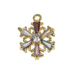 Zircon Pendant Copper Plated Tree Snowflake Charms 4pcs