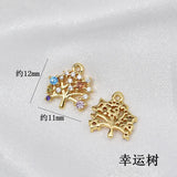 Zircon Pendant Copper Plated Tree Snowflake Charms 4pcs