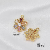 Zircon Pendant Copper Plated Tree Snowflake Charms 4pcs
