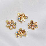Zircon Pendant Copper Plated Tree Snowflake Charms 4pcs