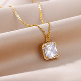Zircon Pendant Necklace 18K Plated Water Drop Crystal Heart Jewelry