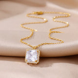 Zircon Pendant Necklace 18K Plated Water Drop Crystal Heart Jewelry
