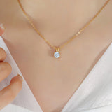Zircon Pendant Necklace 18K Plated Water Drop Crystal Heart Jewelry