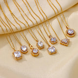 Zircon Pendant Necklace 18K Plated Water Drop Crystal Heart Jewelry