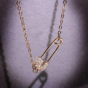 Zircon Pin Pendant Necklace Hollow Out 3 Collarbone Chain Gift Jewelry