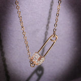 Zircon Pin Pendant Necklace Hollow Out 3 Collarbone Chain Gift Jewelry
