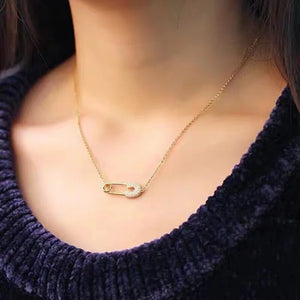 Zircon Pin Pendant Necklace Hollow Out 3 Collarbone Chain Gift Jewelry