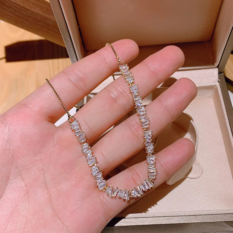 Zircon Pulling Adjustable Diamond Net Red Necklace Choker Clavicle