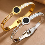 Zircon Roman Numerals Bracelet Women Stainless Steel Jewelry