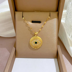 Zircon Evil Eye Necklace Stainless Steel Wedding Jewelry