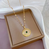 Zircon Evil Eye Necklace Stainless Steel Wedding Jewelry