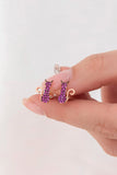 Zircon Stone Cat Earrings 925 Sterling Silver Purple Small Fine Jewelry