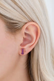 Zircon Stone Cat Earrings 925 Sterling Silver Purple Small Fine Jewelry