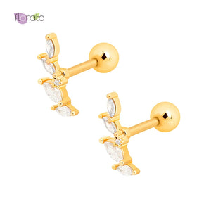 Zircon Stud Earrings Crystal Jewelry 925 Sterling Silver Ear Piercing