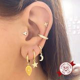 Zircon Stud Earrings Crystal Jewelry 925 Sterling Silver Ear Piercing
