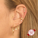 Zircon Stud Earrings Crystal Jewelry 925 Sterling Silver Ear Piercing