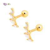 Zircon Stud Earrings Crystal Jewelry 925 Sterling Silver Ear Piercing