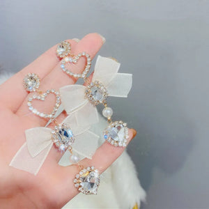Zircon Heart Star Stud Earrings Romantic Style Delicate Jewelry