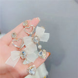 Zircon Heart Star Stud Earrings Romantic Style Delicate Jewelry