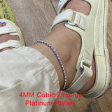 Zircon Tennis Anklet Iced Out Crystal Bracelet Leg Chain Beach Jewelry