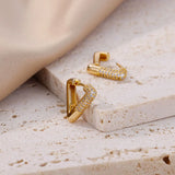 Zircon Triangle Earrings Stainless Steel Piercing Hoop Earring